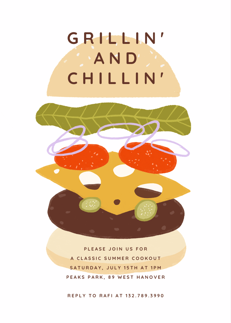 Grillin' - bbq party invitation